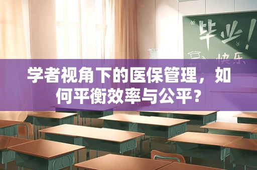 学者视角下的医保管理，如何平衡效率与公平？