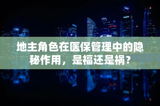 地主角色在医保管理中的隐秘作用，是福还是祸？