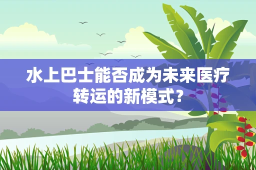 水上巴士能否成为未来医疗转运的新模式？