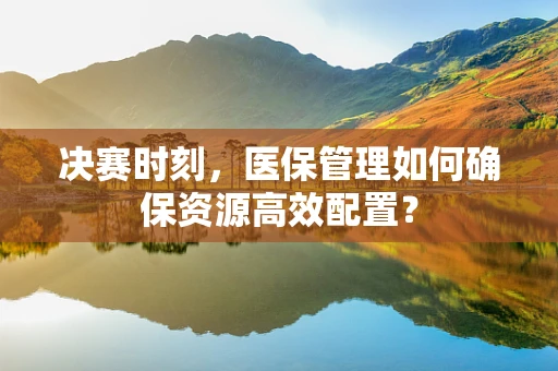 决赛时刻，医保管理如何确保资源高效配置？
