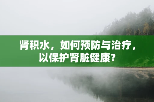 肾积水，如何预防与治疗，以保护肾脏健康？