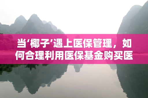 当‘椰子’遇上医保管理，如何合理利用医保基金购买医疗级椰子产品？