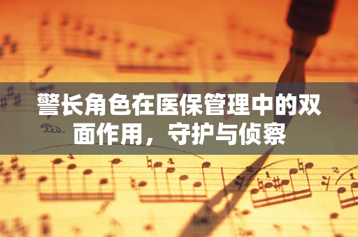 警长角色在医保管理中的双面作用，守护与侦察