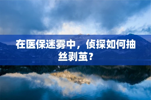 在医保迷雾中，侦探如何抽丝剥茧？