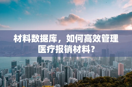 材料数据库，如何高效管理医疗报销材料？