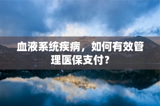 血液系统疾病，如何有效管理医保支付？
