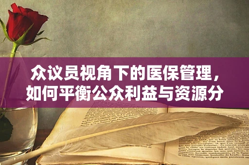 众议员视角下的医保管理，如何平衡公众利益与资源分配？