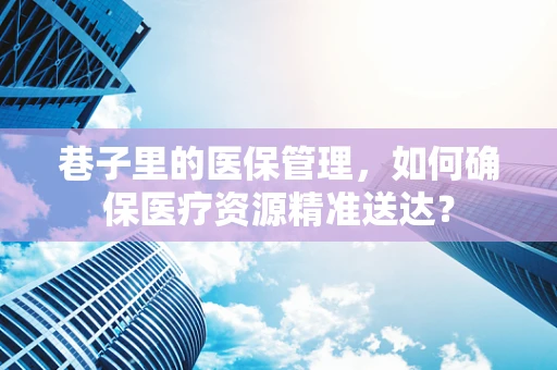 巷子里的医保管理，如何确保医疗资源精准送达？