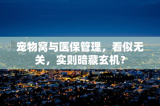 宠物窝与医保管理，看似无关，实则暗藏玄机？