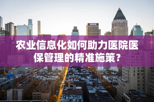 农业信息化如何助力医院医保管理的精准施策？