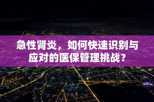 急性肾炎，如何快速识别与应对的医保管理挑战？