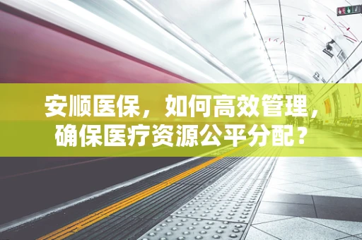 安顺医保，如何高效管理，确保医疗资源公平分配？