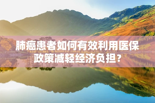 肺癌患者如何有效利用医保政策减轻经济负担？