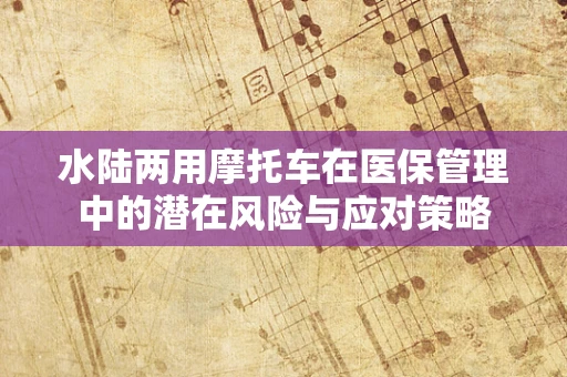 水陆两用摩托车在医保管理中的潜在风险与应对策略