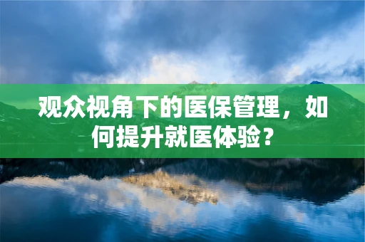 观众视角下的医保管理，如何提升就医体验？