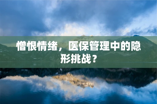 憎恨情绪，医保管理中的隐形挑战？
