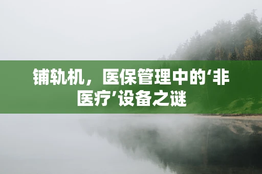 铺轨机，医保管理中的‘非医疗’设备之谜