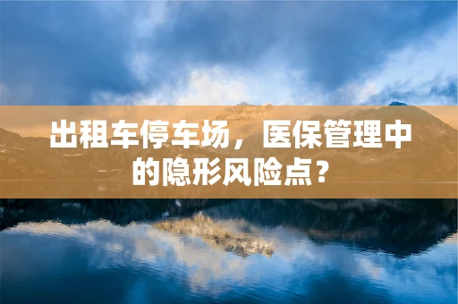 出租车停车场，医保管理中的隐形风险点？