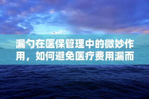 漏勺在医保管理中的微妙作用，如何避免医疗费用漏而不察？